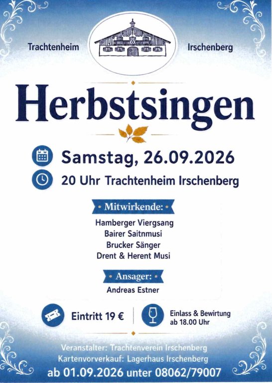 Herbstsingen im Trachtenheim